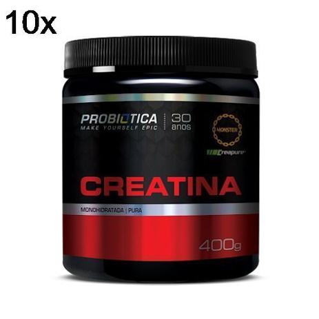 Kit 10X Creatina Creapure Monohidratada Pura - 400g - Probiótica Menor preço em Kit 10X Creatina Creapure Monohidratada Pura - 400g - Probiótica