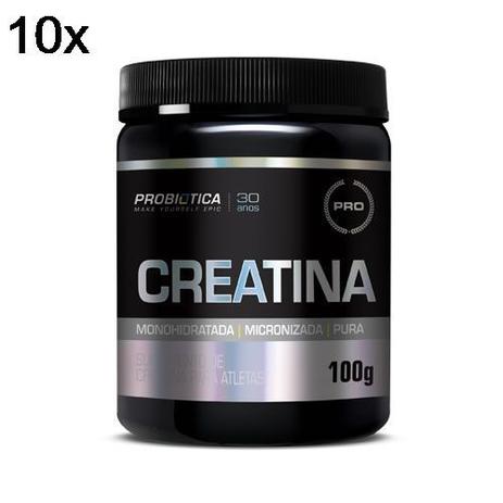Kit 10X Creatina Monohidratada Pura - 100g - Probiótica Menor preço em Kit 10X Creatina Monohidratada Pura - 100g - Probiótica