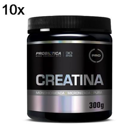 Kit 10X Creatina Monohidratada Pura - 300g - Probiótica Menor preço em Kit 10X Creatina Monohidratada Pura - 300g - Probiótica