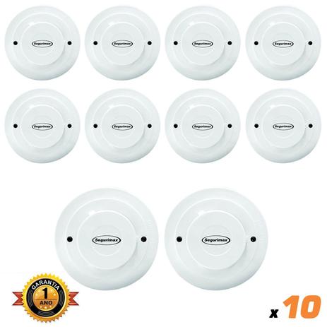 Kit 10x Detector Incendio Fumaca Segurimax Universal Convencional Ganho Corrente 12/24V C/Base 25913 Menor preço em Kit 10x Detector Incendio Fumaca Segurimax Universal Convencional Ganho Corrente 12/24V C/Base 25913