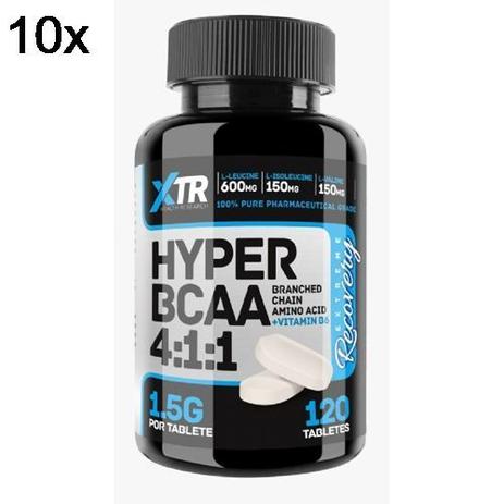 Kit 10X Hyper BCAA 4:1:1 - 120 Tabletes - XTR - Xtr nutrition Menor preço em Kit 10X Hyper BCAA 4:1:1 - 120 Tabletes - XTR - Xtr nutrition