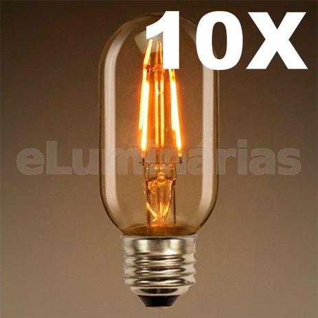 Kit 10X Lâmpadas Led 4W T45 Bivolt Vintage Retrô Industrial Design Thomas Edison Filamento LED 2200K Carbono LM1746 - Eluminarias Menor preço em Kit 10X Lâmpadas Led 4W T45 Bivolt Vintage Retrô Industrial Design Thomas Edison Filamento LED 2200K Carbono LM1746 - Eluminarias