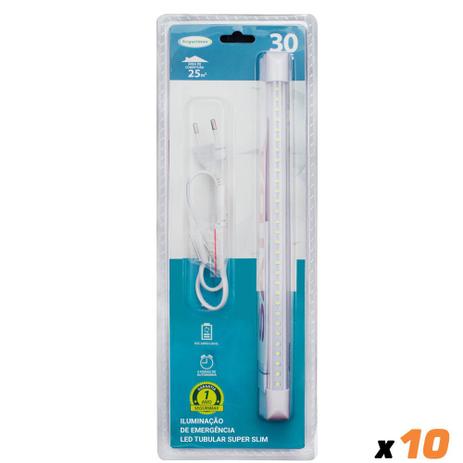 Kit 10x Luminaria Emergencia Segurimax 30 LED Tubular Super Slim 100 Lumens 6h 25m² 25923 Menor preço em Kit 10x Luminaria Emergencia Segurimax 30 LED Tubular Super Slim 100 Lumens 6h 25m² 25923