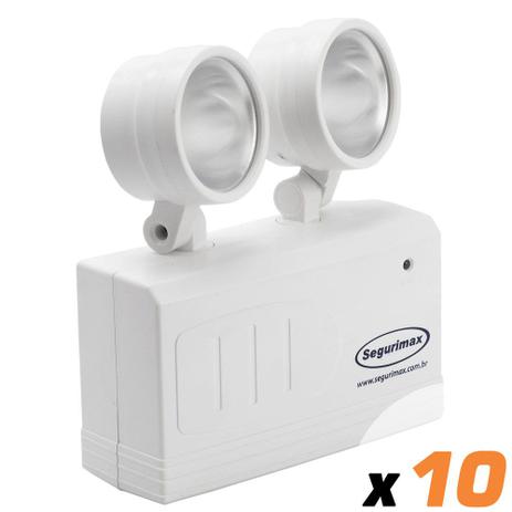 Kit 10x Luminaria Emergência Segurimax Led 2 Faróis 200 Lumens 24530 Menor preço em Kit 10x Luminaria Emergência Segurimax Led 2 Faróis 200 Lumens 24530