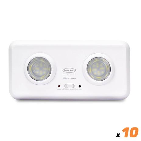 Kit 10x Luminária Luz Emergência LED Segurimax Duo 400 Luméns Farois Embutidos 100m² 3h 27025 Menor preço em Kit 10x Luminária Luz Emergência LED Segurimax Duo 400 Luméns Farois Embutidos 100m² 3h 27025