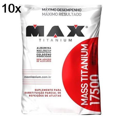 Kit 10X Mass Titanium 17500 - 1400g Refil Chocolate - Max Titanium Menor preço em Kit 10X Mass Titanium 17500 - 1400g Refil Chocolate - Max Titanium