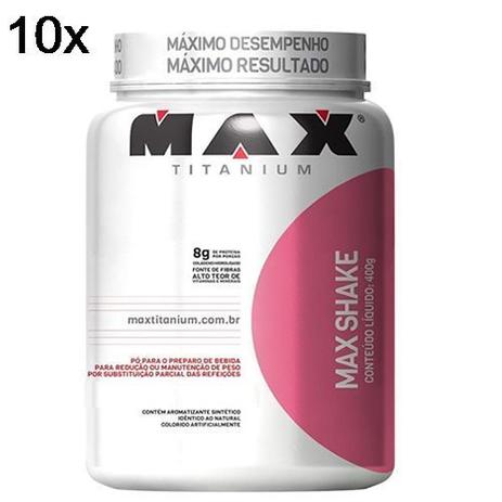 Kit 10X Max Shake - 400g Chocolate - Max Titanium Menor preço em Kit 10X Max Shake - 400g Chocolate - Max Titanium