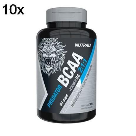 Kit 10X Predator BCAA 2:1:1 - 60 Cápsulas - Nutrata Menor preço em Kit 10X Predator BCAA 2:1:1 - 60 Cápsulas - Nutrata
