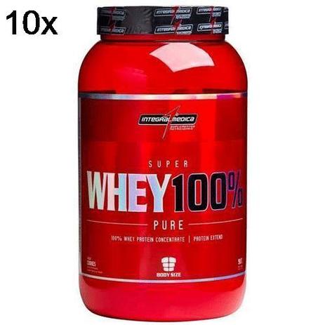 Kit 10X Super Whey 100 Pure - 907g Morango - IntegralMédica - Integralmedica Menor preço em Kit 10X Super Whey 100 Pure - 907g Morango - IntegralMédica - Integralmedica