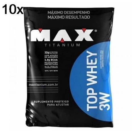 Kit 10X Top Whey 3W - 1800g Refil Chocolate - Max Titanium Menor preço em Kit 10X Top Whey 3W - 1800g Refil Chocolate - Max Titanium