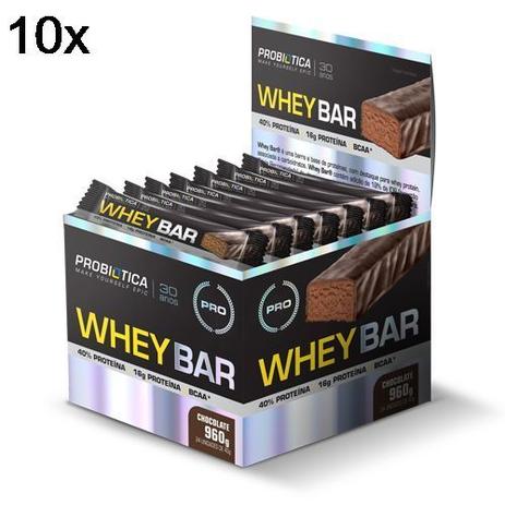Kit 10X Whey Bar High Protein - 24 Unidades 40g Chocolate - Probiótica Menor preço em Kit 10X Whey Bar High Protein - 24 Unidades 40g Chocolate - Probiótica