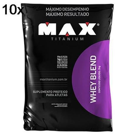 Kit 10X Whey Blend - 2000g Refil Baunilha - Max Titanium Menor preço em Kit 10X Whey Blend - 2000g Refil Baunilha - Max Titanium