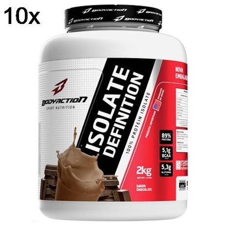 Kit 10X Whey Isolate Definition - 2000g Chocolate - BodyAction Menor preço em Kit 10X Whey Isolate Definition - 2000g Chocolate - BodyAction