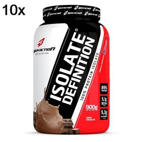 Kit 10X Whey Isolate Definition - 900g Chocolate - BodyAction Menor preço em Kit 10X Whey Isolate Definition - 900g Chocolate - BodyAction