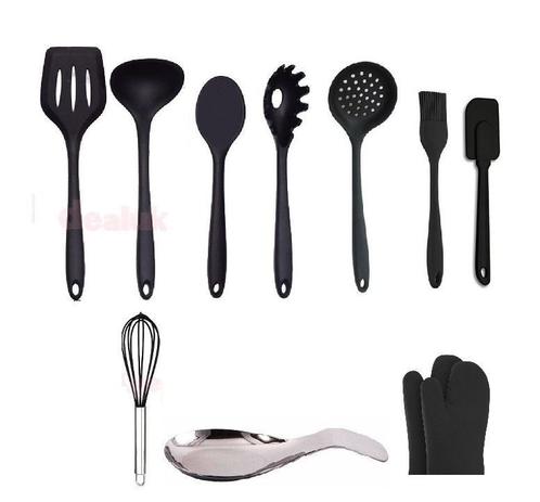 Kit 11 Pç Utensílios De Cozinha Em Silicone Preto 2 Luvas - Clink é ruim? Kit 11 Pç Utensílios De Cozinha Em Silicone Preto 2 Luvas - Clink é boa?