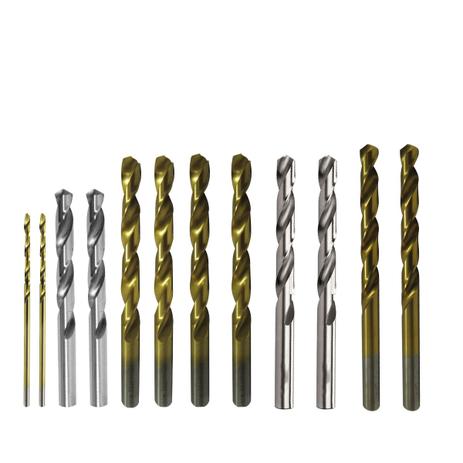 Kit 12 Brocas de Aço Rápido DIN 338 HSS 1/16, 6/64, 11/16 e 23/64, 17/32, 3/4 TIN Ponta Titânio TDC Menor preço em Kit 12 Brocas de Aço Rápido DIN 338 HSS 1/16, 6/64, 11/16 e 23/64, 17/32, 3/4 TIN Ponta Titânio TDC