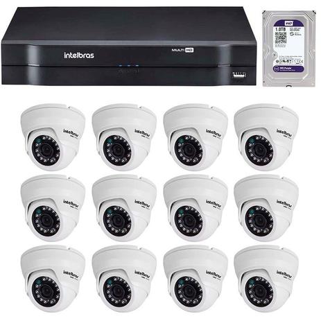 Kit 12 Câmeras de Segurança Dome HD 720p Intelbras VMH 1010 + HD para Gravação 1TB + DVR Intelbras Multi HD + Acessórios Menor preço em Kit 12 Câmeras de Segurança Dome HD 720p Intelbras VMH 1010 + HD para Gravação 1TB + DVR Intelbras Multi HD + Acessórios