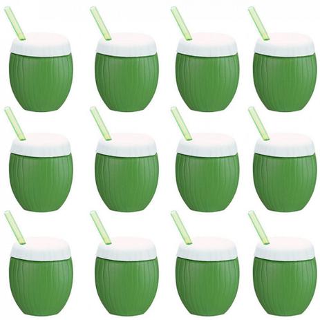 Kit 12 Copos Formato de Coco Verde com Canudo 300 Ml Cacula Injetemp Menor preço em Kit 12 Copos Formato de Coco Verde com Canudo 300 Ml Cacula Injetemp