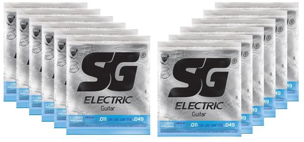 Kit 12 Encordoamento Guitarra 011 - Sg 5160 + Palheta Menor preço em Kit 12 Encordoamento Guitarra 011 - Sg 5160 + Palheta