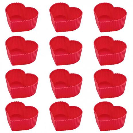 Kit 12 Forminhas De Silicone Para Cupcake E Muffin Cores Sortidas