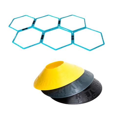 Kit 12 Half Cones Chapéu Chinês Pretorian HC-PP + 6 Grades de Agilidade LiveUp LP8612 Menor preço em Kit 12 Half Cones Chapéu Chinês Pretorian HC-PP + 6 Grades de Agilidade LiveUp LP8612