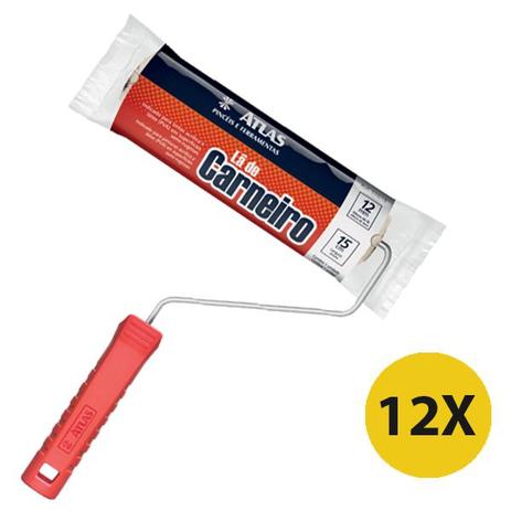 Kit 12 Rolo Lã Natural Pintura Parede 15cm Atlas Menor preço em Kit 12 Rolo Lã Natural Pintura Parede 15cm Atlas