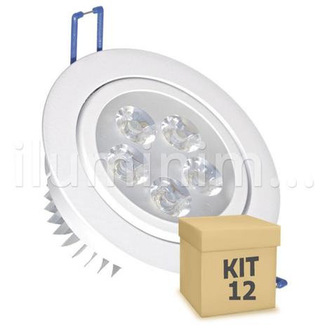 Kit 12 Spot Dicróica 5w LED Direcionável Corpo Branco - Iluminim led Menor preço em Kit 12 Spot Dicróica 5w LED Direcionável Corpo Branco - Iluminim led