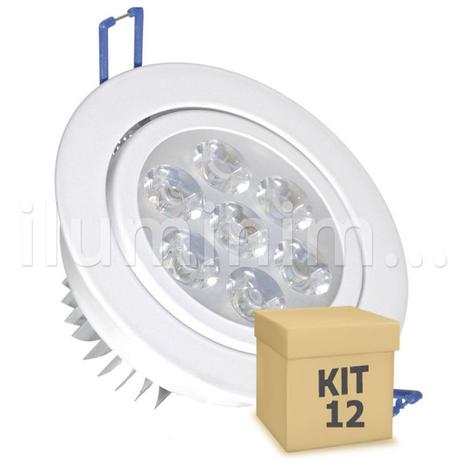 Kit 12 Spot Dicróica 7w LED Direcionável Corpo Branco - Iluminim led Menor preço em Kit 12 Spot Dicróica 7w LED Direcionável Corpo Branco - Iluminim led