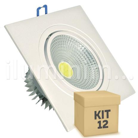 Kit 12 Spot LED COB 5W Quadrado Embutir Direcionável Branco Frio - Iluminim led Menor preço em Kit 12 Spot LED COB 5W Quadrado Embutir Direcionável Branco Frio - Iluminim led