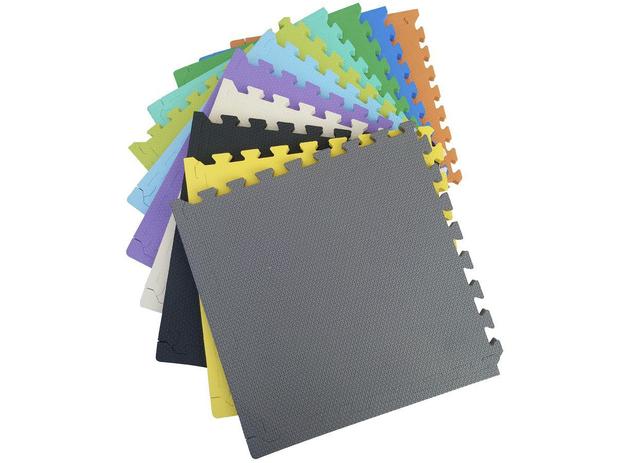 Kit 12 Tapetes Tatames Coloridos Eva 50 X 50 X 1cm 10mm C/ Borda Menor preço em Kit 12 Tapetes Tatames Coloridos Eva 50 X 50 X 1cm 10mm C/ Borda