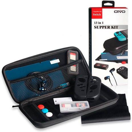 Kit 13 Em 1 Com Acessórios Diversos e Estojo De Transporte Para Nintendo Switch OIVO IV-SWT01 Menor preço em Kit 13 Em 1 Com Acessórios Diversos e Estojo De Transporte Para Nintendo Switch OIVO IV-SWT01
