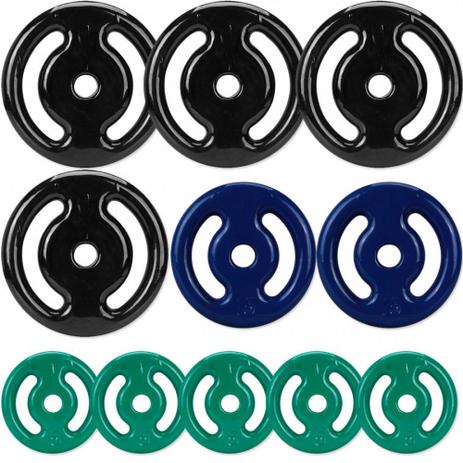 Kit 135 Kg com 4 Anilhas de 20 Kg + 2 de 15 Kg + 5 de 5 Kg Emborrachadas Mega Peso Menor preço em Kit 135 Kg com 4 Anilhas de 20 Kg + 2 de 15 Kg + 5 de 5 Kg Emborrachadas Mega Peso