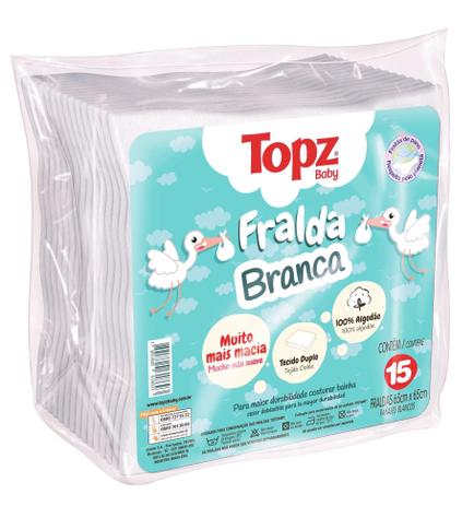 Kit 15 fralda de pano branca topz baby cremer Menor preço em Kit 15 fralda de pano branca topz baby cremer