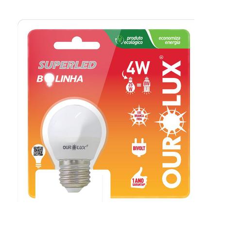 Kit 15 Lâmpadas Led 4w Bolinha E27 Branca Fria 6500k Ourolux Menor preço em Kit 15 Lâmpadas Led 4w Bolinha E27 Branca Fria 6500k Ourolux