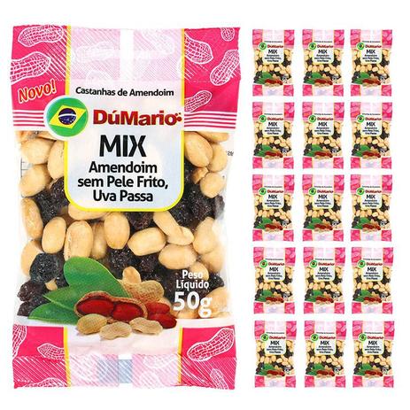 Kit 15 Pacotes Amendoim sem Casca com Uva Passa Salgado 50 gramas - Amendoim dumario é boa?