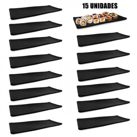Kit 15 Pratos 28,5 Cm para Sushi Melamina/Plastico Preto Utilgoods Menor preço em Kit 15 Pratos 28,5 Cm para Sushi Melamina/Plastico Preto Utilgoods