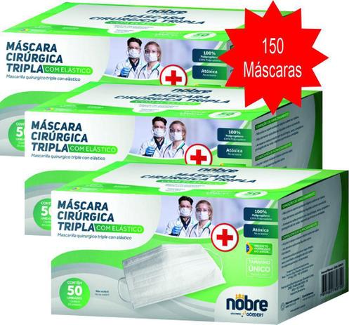 Kit 150 un. Máscara Cirúrgica Descartável Fab. Nacional Reg. Anvisa Clipe Nasal - NOBRE Menor preço em Kit 150 un. Máscara Cirúrgica Descartável Fab. Nacional Reg. Anvisa Clipe Nasal - NOBRE