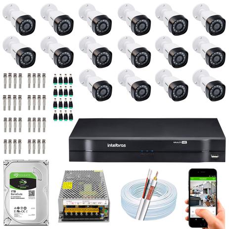 Menor preço em Kit 16 Câmeras 720p G4 Dvr Multi Hd 1016 Intelbras 16 Canais