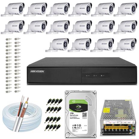 Kit 16 Câmeras Cftv Hikvision Full Hd 1080p 2m Dvr 16 Canais Menor preço em Kit 16 Câmeras Cftv Hikvision Full Hd 1080p 2m Dvr 16 Canais