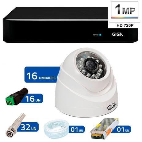 Kit 16 Câmeras de Segurança 1MP HD 720p Giga Security GS0012 + DVR Full HD 1080p 5 em 1 Giga Security + Acessórios Menor preço em Kit 16 Câmeras de Segurança 1MP HD 720p Giga Security GS0012 + DVR Full HD 1080p 5 em 1 Giga Security + Acessórios