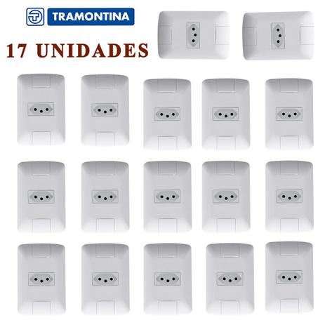 KIT 17 Conjunto Tomada 2P+T 10a/250V Aria Branco Tramontina Menor preço em KIT 17 Conjunto Tomada 2P+T 10a/250V Aria Branco Tramontina