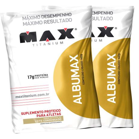 Kit 2 Albumina - Albumax 100 500g Max Titanium (1kg) Menor preço em Kit 2 Albumina - Albumax 100 500g Max Titanium (1kg)