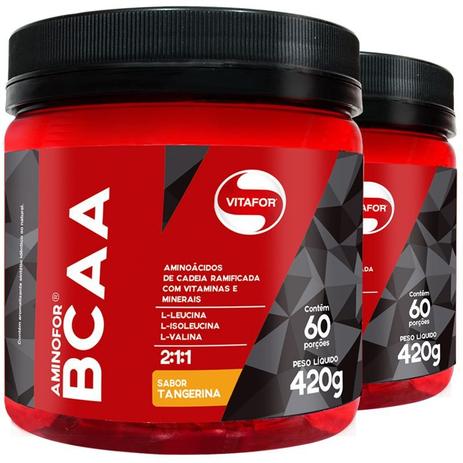 Kit 2 Aminofor BCAA em pó Vitafor 420g Tangerina Menor preço em Kit 2 Aminofor BCAA em pó Vitafor 420g Tangerina