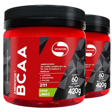 Kit 2 Aminofor BCAA em pó Vitafor limão 430g Menor preço em Kit 2 Aminofor BCAA em pó Vitafor limão 430g