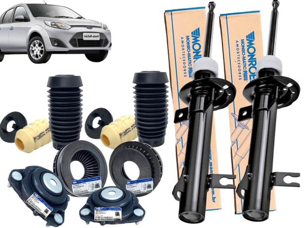 Kit 2 Amortecedor Dianteiro Monroe Fiesta Rocan Hatch Sedan 2003 A 2014 + Batente Coxim Coifa Ford - Universal Menor preço em Kit 2 Amortecedor Dianteiro Monroe Fiesta Rocan Hatch Sedan 2003 A 2014 + Batente Coxim Coifa Ford - Universal