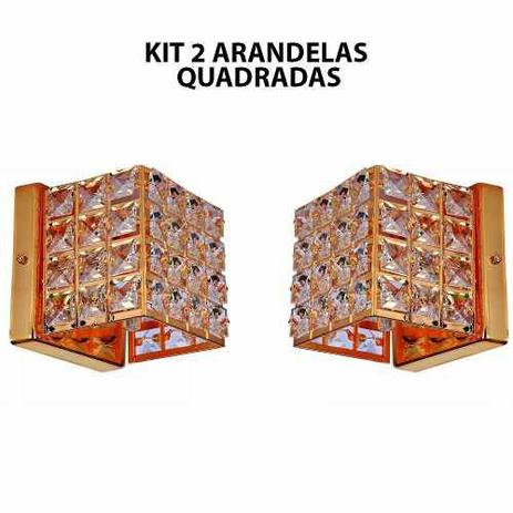 Kit 2 Arandela Parede Quadrada De Cristal Dourada Luxor - Bella light Menor preço em Kit 2 Arandela Parede Quadrada De Cristal Dourada Luxor - Bella light