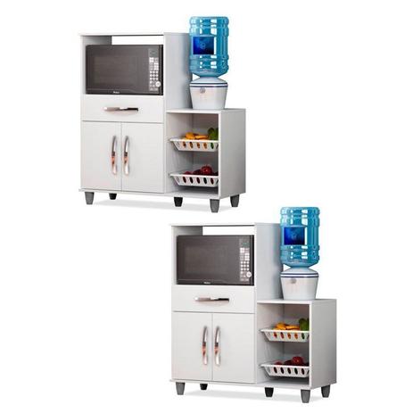 Kit 2 Armários Multiuso Irlanda com Fruteira Branco - Lumil Móveis Menor preço em Kit 2 Armários Multiuso Irlanda com Fruteira Branco - Lumil Móveis