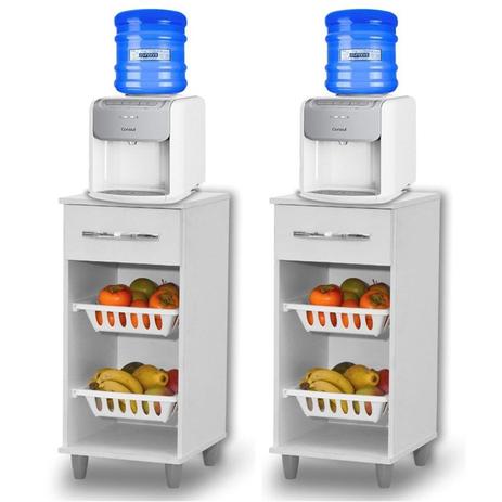 Kit 2 Balcões Multiuso Itália com Fruteira Branco - Lumil Móveis Menor preço em Kit 2 Balcões Multiuso Itália com Fruteira Branco - Lumil Móveis