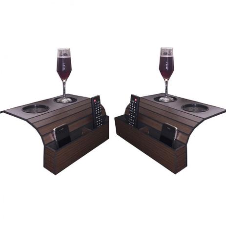 Kit 2 Bandejas Esteira Porta Copos e Porta Controles cor Tabaco DM Interiores Menor preço em Kit 2 Bandejas Esteira Porta Copos e Porta Controles cor Tabaco DM Interiores