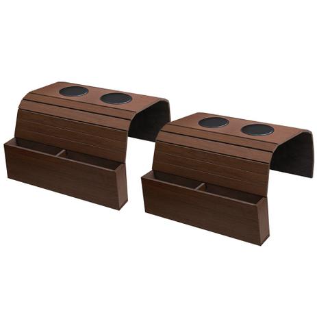 Kit 2 Bandejas para Sofá Porta Copos com Porta Controle Caixote Tabaco - Lubrano decor Menor preço em Kit 2 Bandejas para Sofá Porta Copos com Porta Controle Caixote Tabaco - Lubrano decor